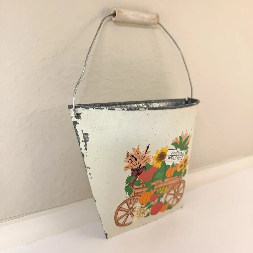 Fall Decor‎ Wall Pocket- Metal/ Tin. Welcome Autumn. Cottage Core.